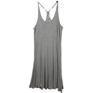 Amuse Society Rib Knit Tank Dress Racer Back Heathered Gray Side Slit Size Small